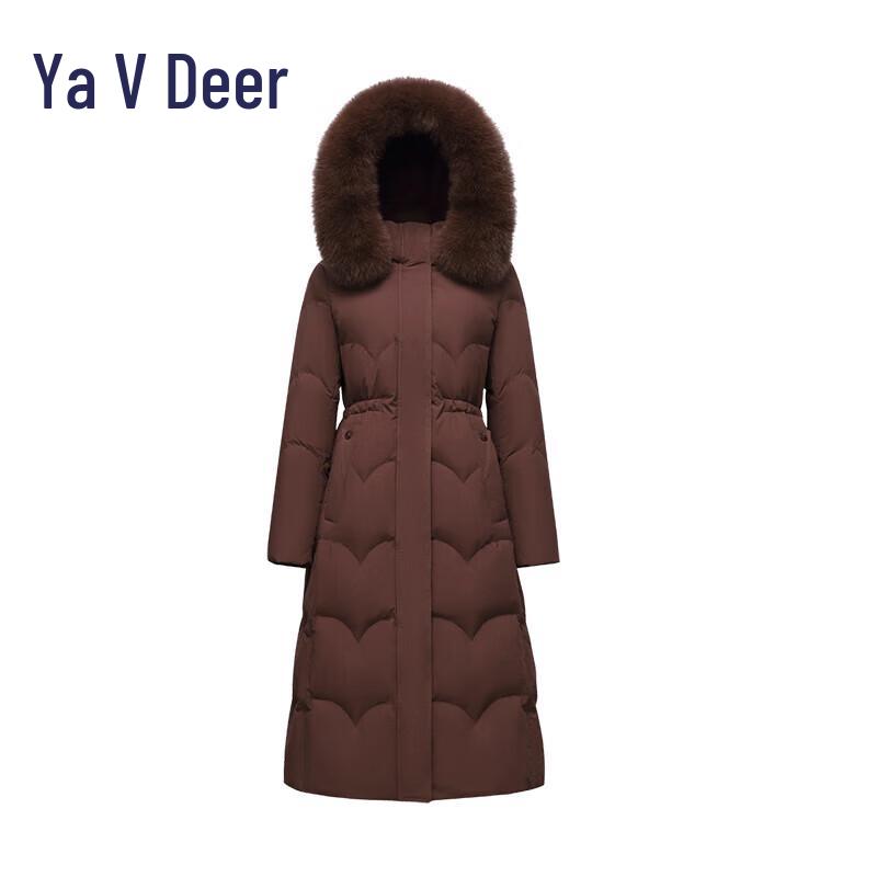YALU Women's Winter Faux Fur Hooded Long Down Jacket