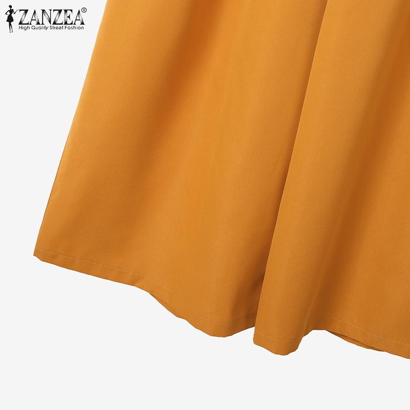 ZANZEA Women 3/4 Sleeve Blouse and Wide Leg Pants Casual Two Piece Suit Sets