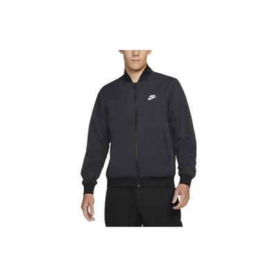 Einfarbige Jacke mit Logo, Stehkragen und langen Ärmeln für Herren, Oberbekleidung, Schwarz DM6822-010