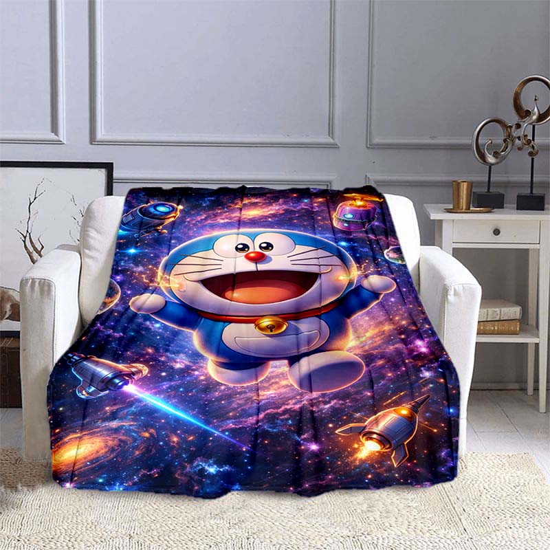 This 3D Printed Doraemon Cartoon Blanket Is a Warm and Comfortable Flannel Blanket Suitable for Bedrooms, Sofas, Beds, Chairs,