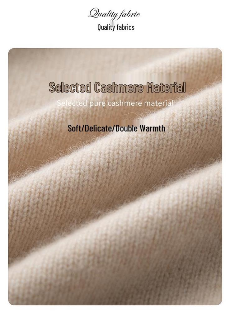 Women's Thickened Round Neck Cashmere Sweater - Autumn/Winter Loose Knit Pullover