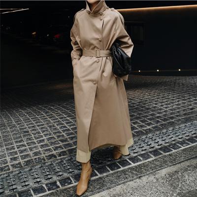 Women's Solid Spring And Autumn Windbreaker Simple Medium Length Coat