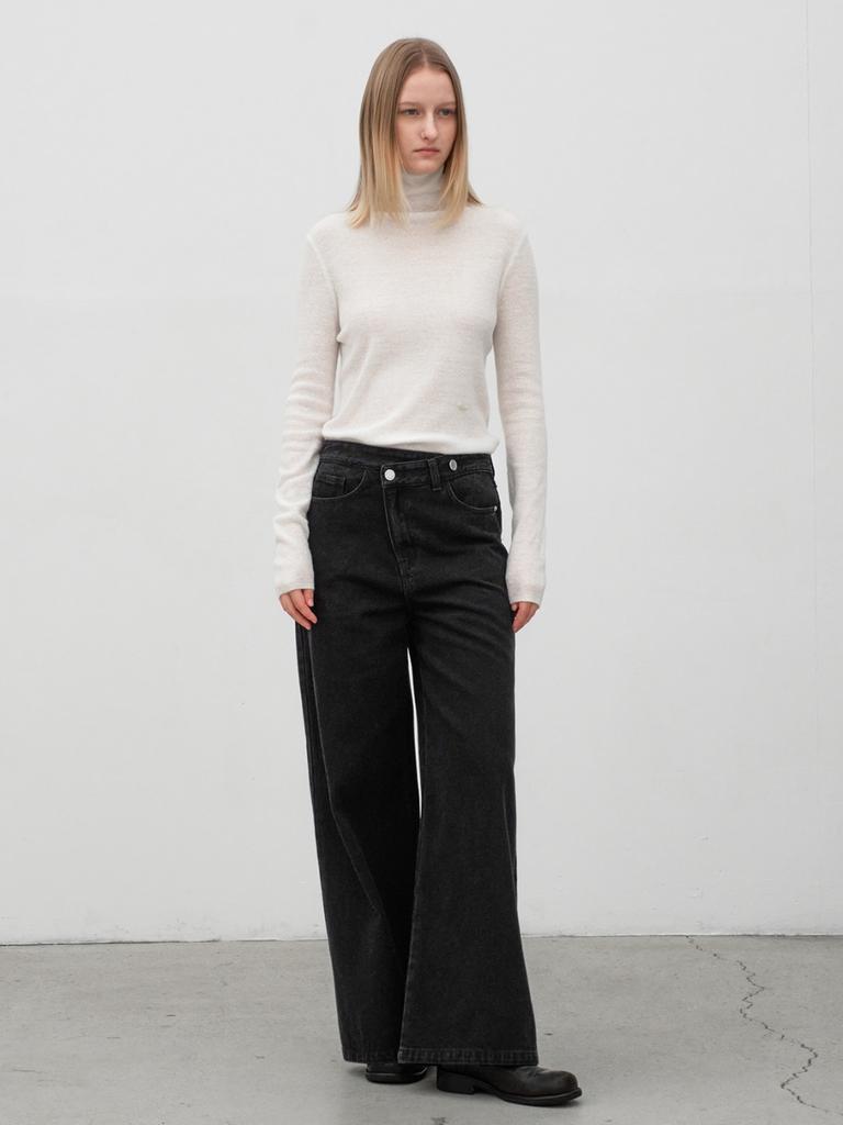 ATELIER NAIN Two Button Unbal Warm Denim Pants(Pt-5718)