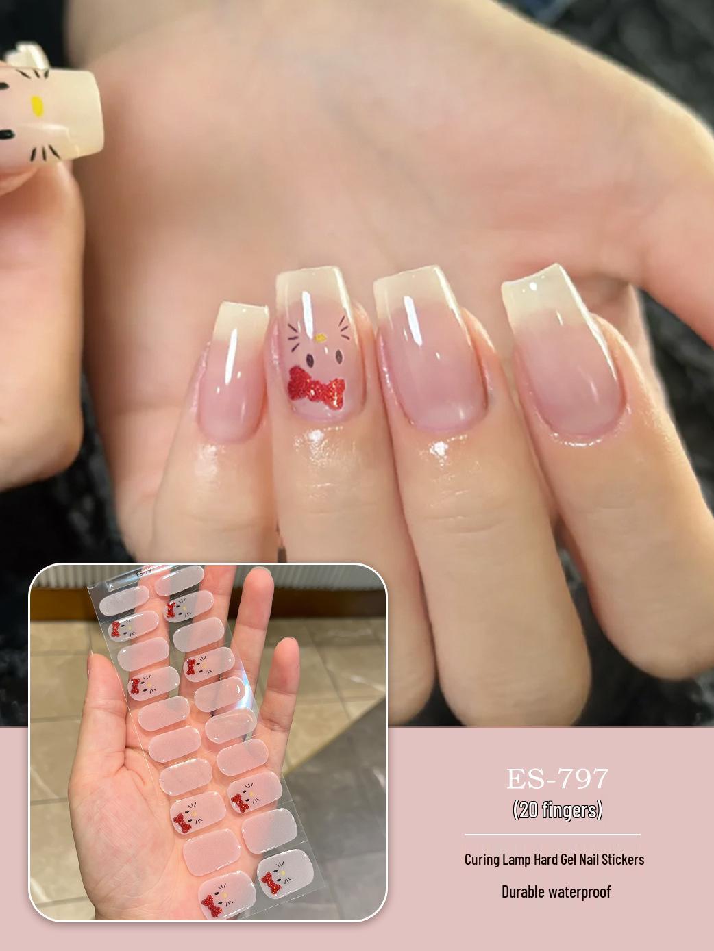 

ES797 Полуотвержденные гелевые наклейки для нейл-арта - Отверждаемые УФ-светом 20 наклеек для пальцев