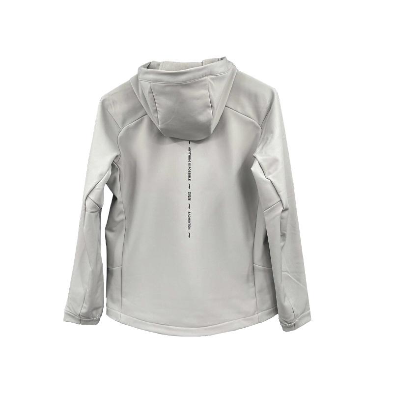 Li-Ning Letter Print Sports Casual Hooded Raglan Loose Zipper Jacket Men jackets Coin-Gray AFDUA71-2