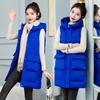New medium and long cotton jacket down cotton vest autumn and winter women's vest loose hooded big pocket vest jacket