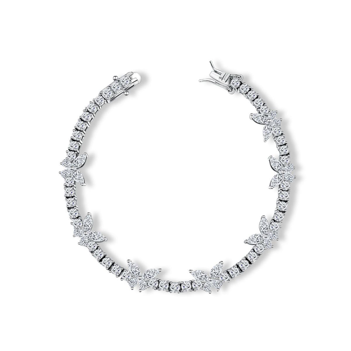 

European and American style elegant butterfly zircon tennis bracelet copper electroplating white gold hand jewelry explosive jewelry 6.5inch (16.5cm)