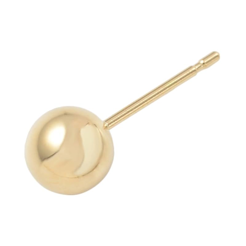 

[Happy Goods Shop] 18k gold K18 earrings round ball 5mm gold simple men s ladies one ear 1 piece standard 18k