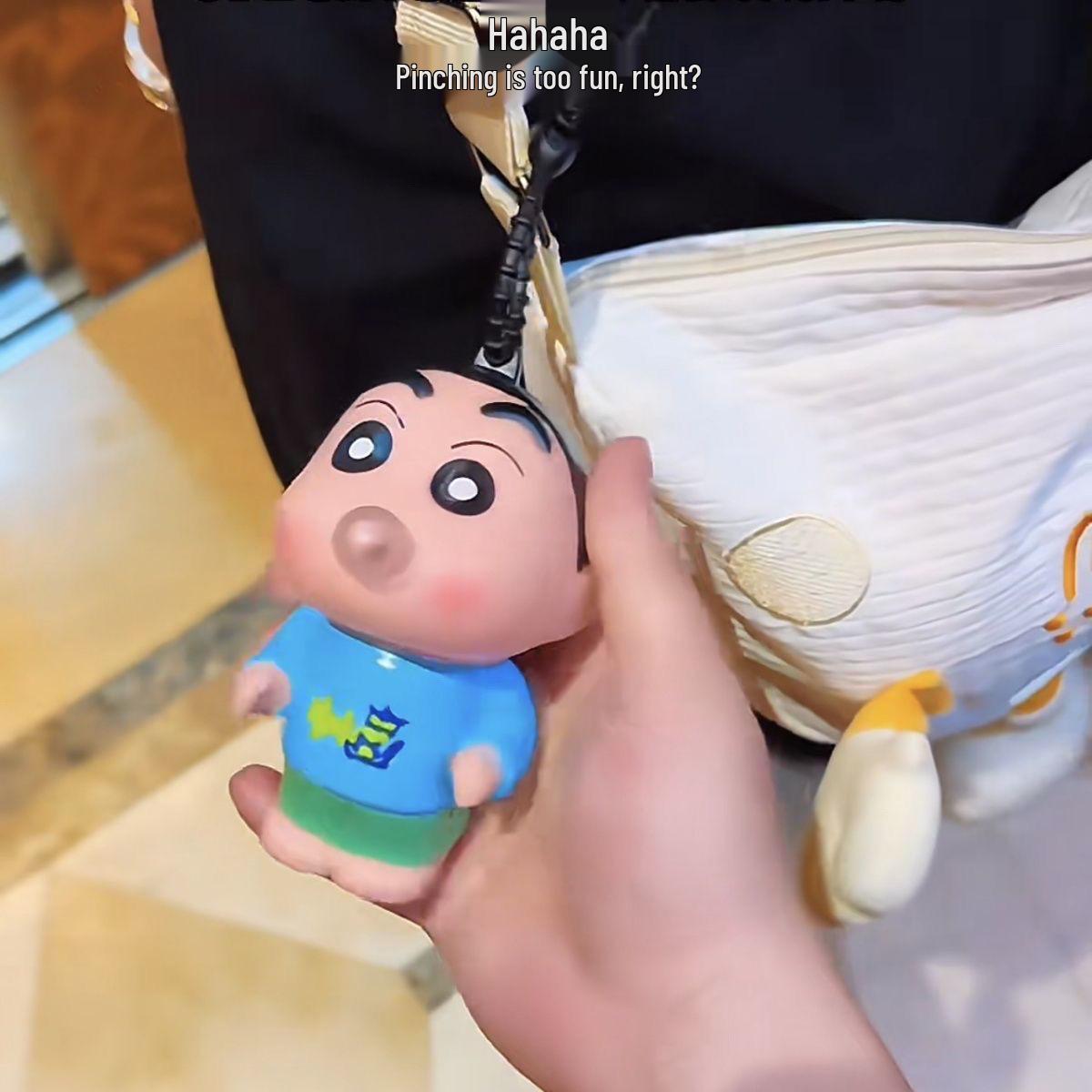 

Крейн Шин-чан Надувание пузырей Медленно восстанавливающаяся Декомпрессионная игрушка Брелок Подвеска - Подарок для пары 8*13 cm