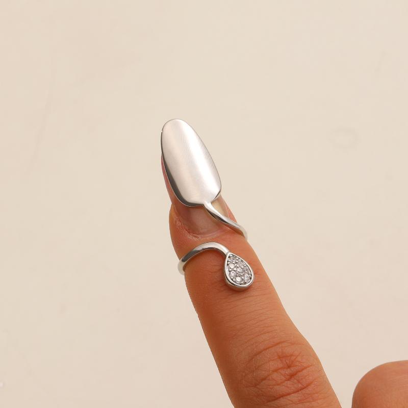 * New Sale 1/3Pcs Zircon Nail Cover Ring Creativity Metal Detachable Nail Ring Elegant Simple Hand Jewelry Accessories Gifts