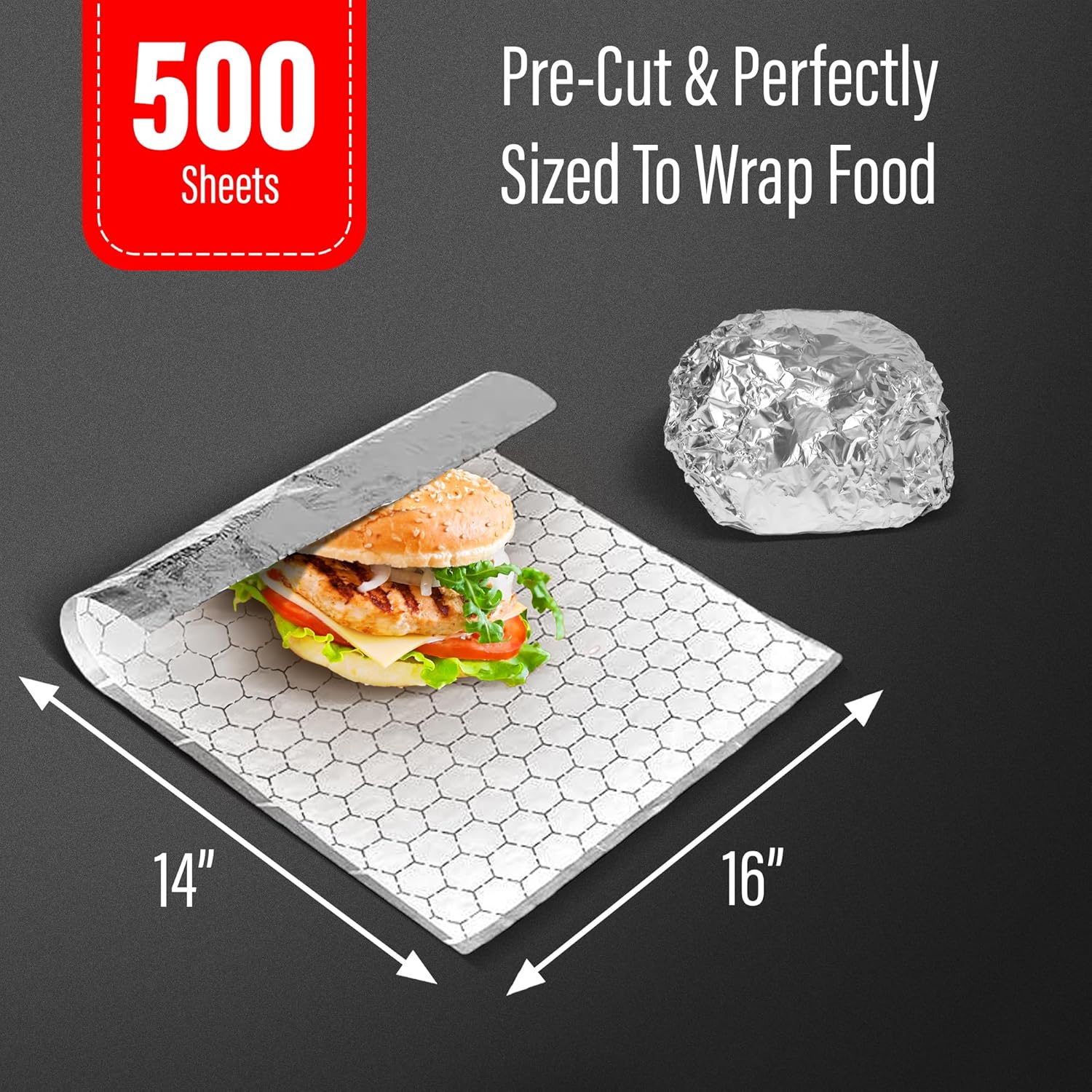 

Sandwich Wrapping Paper Aluminum Foil Sheets - [500 Pack] - (14 x 16 ) - Aluminum Foil Sandwich Wrap Sheets For Sand United States