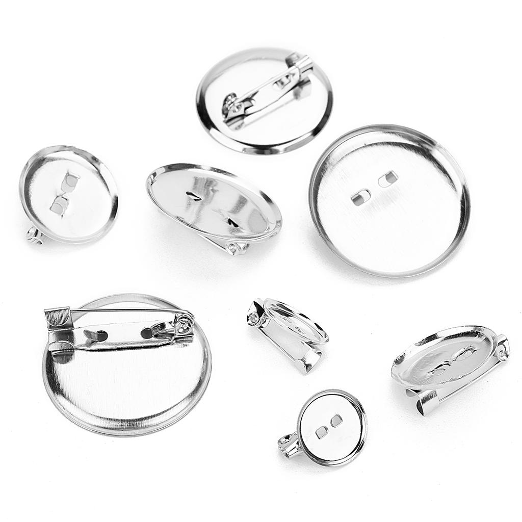 50 Stück/Lot Runde Broschenablage 13-40 mm Nadeln, Rohling, Basisablage mit Sicherheitsverschluss für Broschennadeln, zum Nähen von Haarspangen und Kleidung