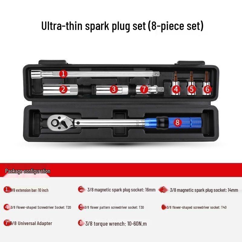 Adjustable Ratchet Torque Wrench for Auto Repair: Preset Tire & Spark Plug Socket Tool