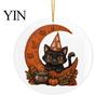 Festive Home Decor Halloween Ghost Hanging Ornament, Double Side 2D Acrylic Black Cat Bat Skull Spooky Room Pendant for Door Window, Party Decoration