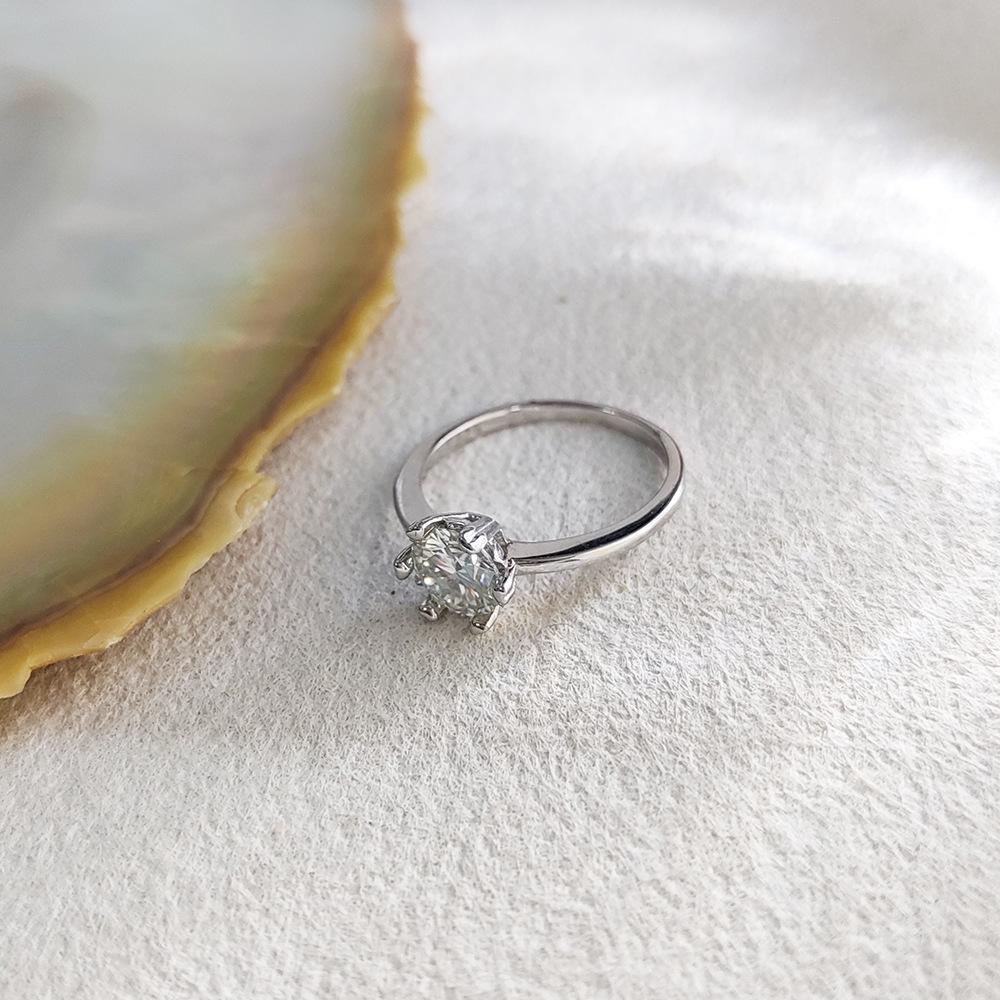 Classic Six-Prong Snowflake Moissanite Ring, 1 Carat Simulated Diamond, 925 Sterling Silver