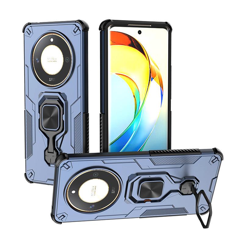 KEYSION Shockproof Armor Case for Honor X9b 5G Silicone+PC Upright Metal Live Ring Stand Phone Cover for Huawei Magic 6 Lite 5G