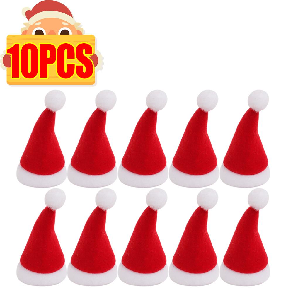 Mini Santa Hat Non-Woven Fabric Lollipops Caps Wine Bottle Covers Christmas Bottles Holder Kitchen Tableware Dinner Decoration