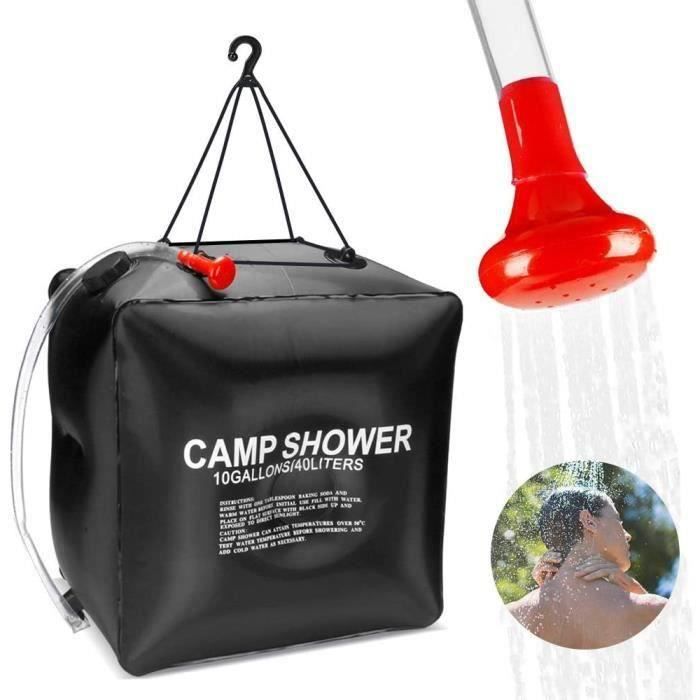Sac de Douche Solaire - 40L - Portable - Pliable - Tête de douche avancée