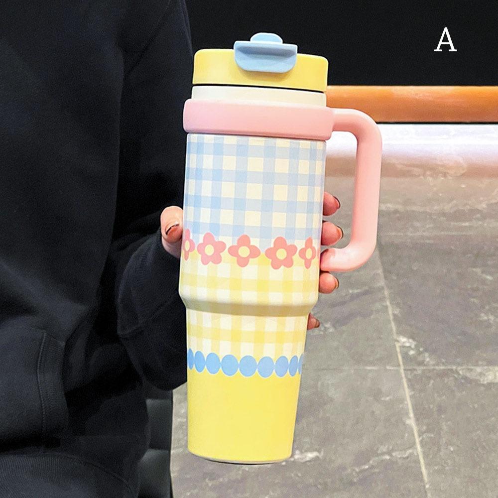 

Мультяшный вакуумный стакан 1000 мл с крышкой и соломинкой, вакуумный стакан, зимний стакан для питья напрямую, для мальчиков и девочек A