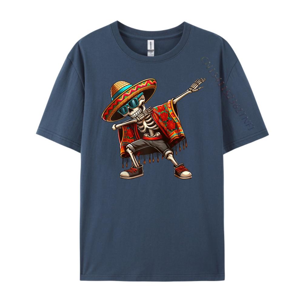 Dabbing Skeleton Sombrero Poncho Cinco De Mayo Mexican Raglan New T Shirt Mens TShirts