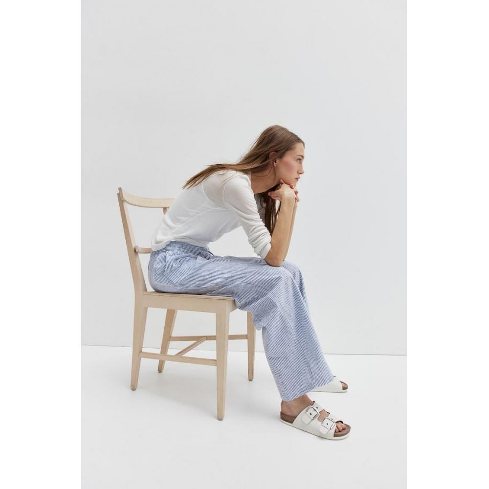 

H M Linen blend pants blue stripe