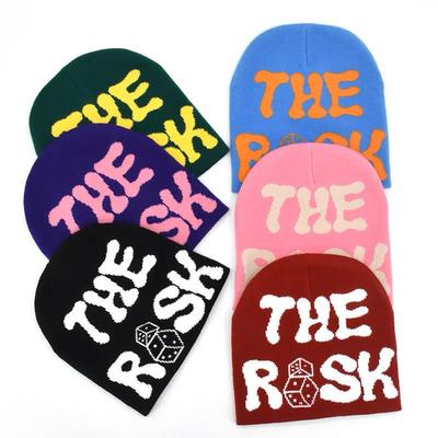 THE RISK Risk Dice Letter Embroidery Knitted Hat Cold Hat Wool Hat, Male and Female Couples Hip Hop Autumn and Winter Hat
