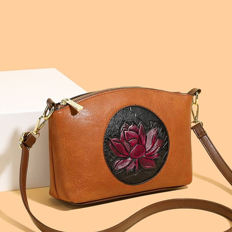 Lychee Pattern Embossed Messenger Bag Women's Shoulder Shell Bag
