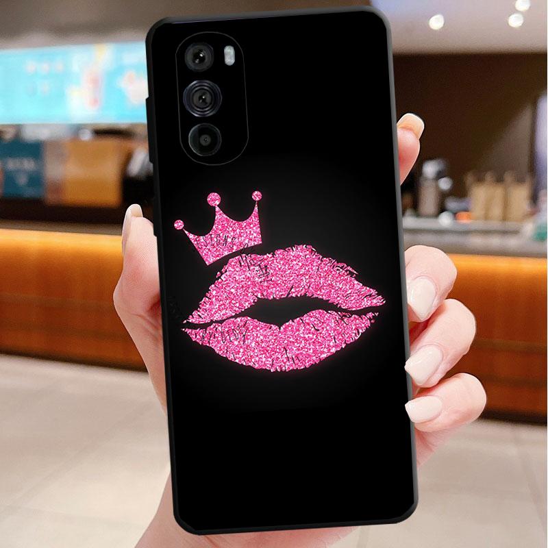 Black Red Lips Kiss Phone Case For Motorola Edge 60 50 40 Pro 60 50 40 30 Ultra Neo Fusion Moto G Play G Stylus G Carcasas