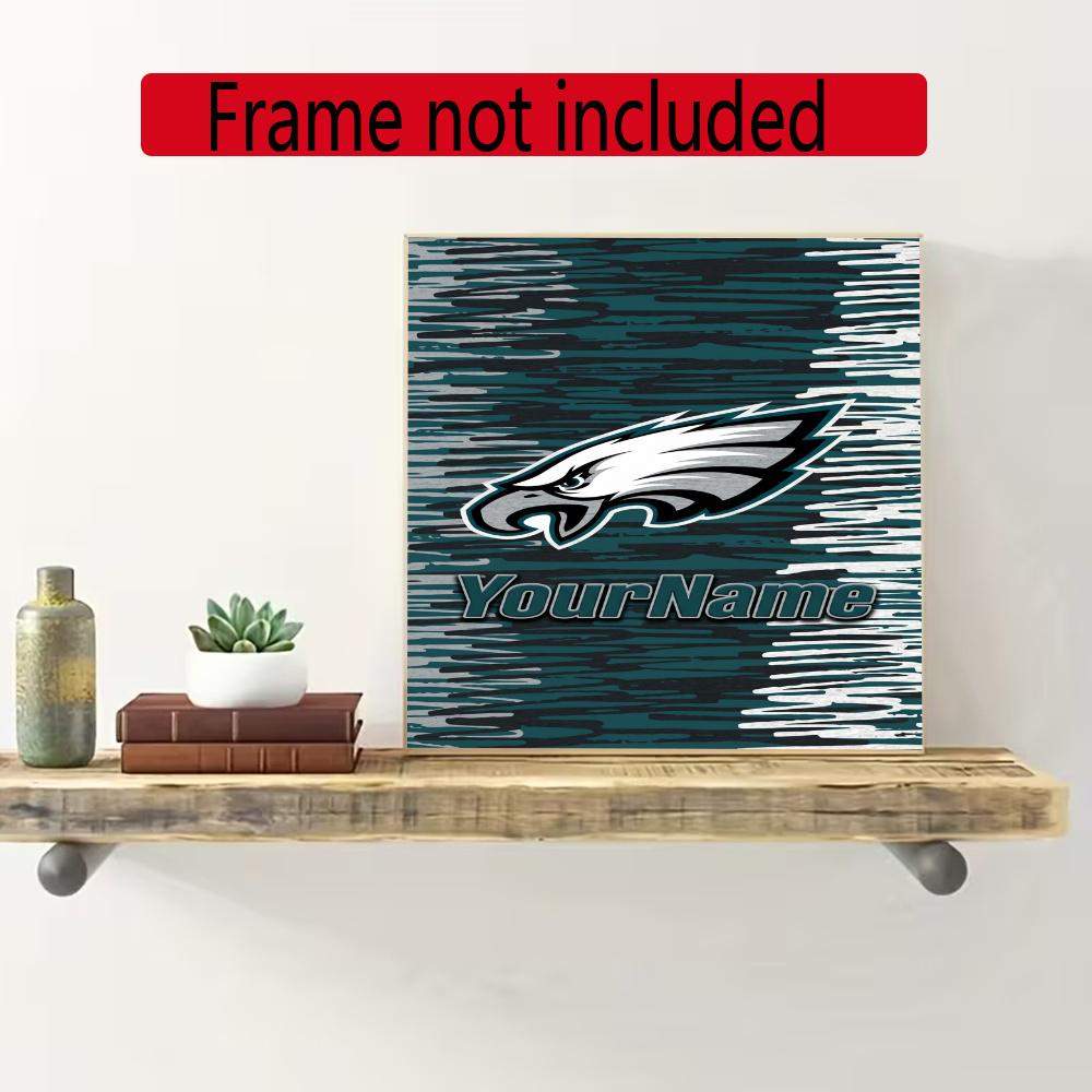 Philadelphia Eagles Personalized Text Diamond Painting Round Diamond Mosaic Rhinestones Diamond Embroidery Craft Kit Wall Decor Without Frame