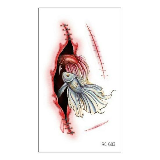 

Водонепроницаемые тату-наклейки на Хэллоуин в стиле хоррор: Реалистичные узоры ран, пятен крови и шрамов 60x105mm