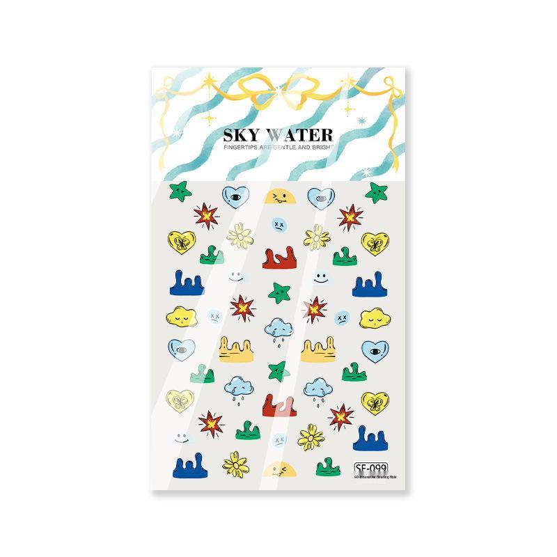 Sky Sunrise 3D Nail Art Stickers: Stars, Mountains & Small Patterns