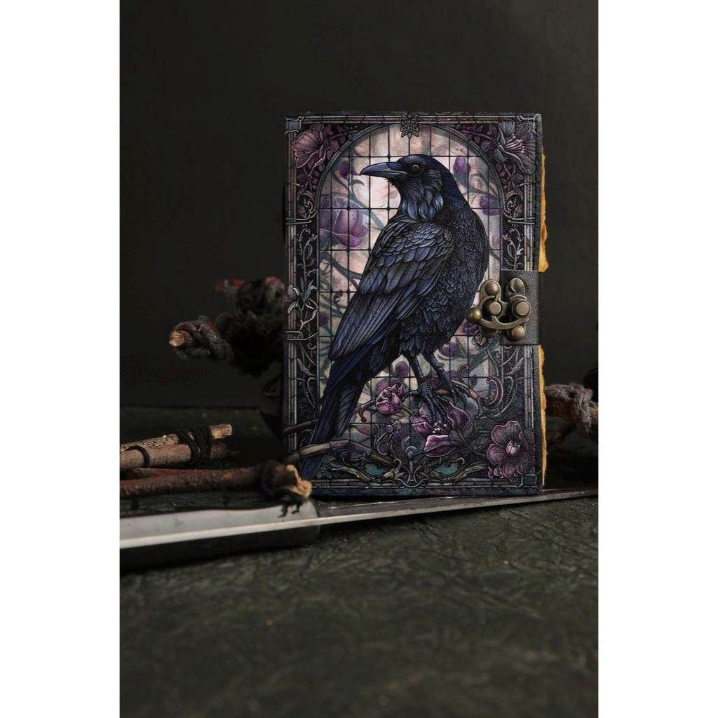 Lederjournal Gothic Grimoire Buch der Schatten Vintage Grimoire Journal Hexerei Magie Journal Rabe Geschenke für Halloween