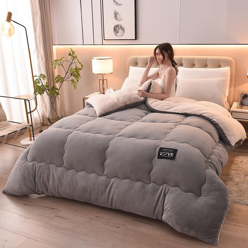 

Плед из тонкого ягнячьего вельвета, двухсторонний коралловый вельвет, теплое зимнее одеяло, наполнитель для одеяла, хлопковый чехол для осени и зимы 110x150cm 1.5kg