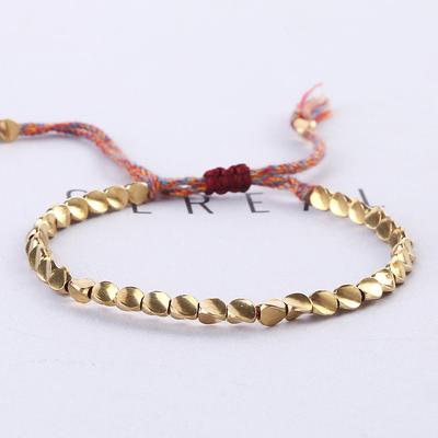 Women's Adjustable European Style Woven Rope Bracelet with Copper Beads and Tassel