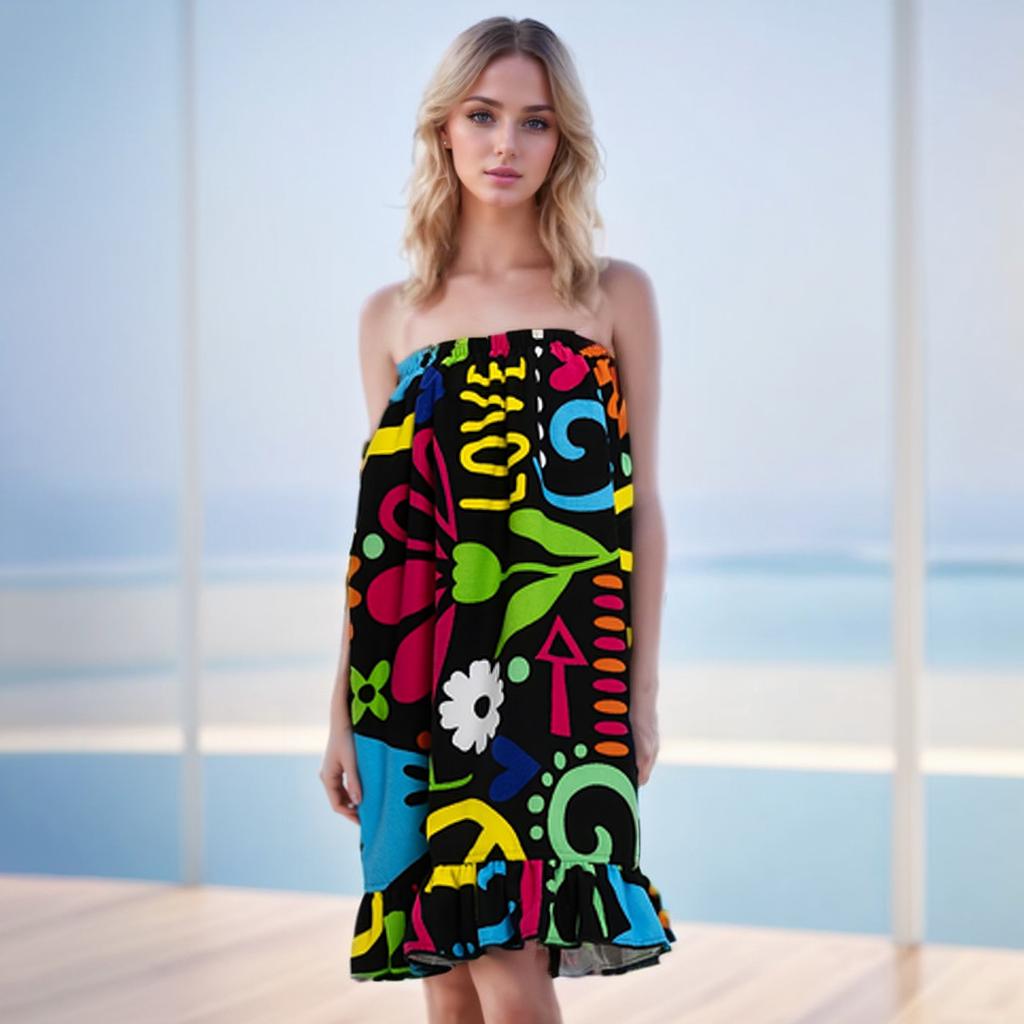 Conjunto de Falda de Baño Estampada de Microfibra y Gorro para Secar el Cabello Toalla de Playa y Natación Absorbente de Agua Secado Rápido Toalla de Baño Grande