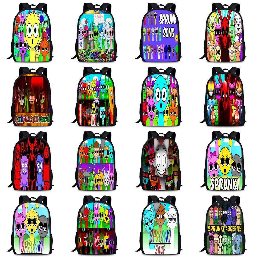 Sprunki 15in Large Capacity Backpack Durable Oxford Fabric School Bag For Students Teens Lightweight Design