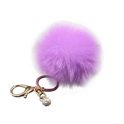 Chaveiro de pompom de bola de pele de coelho falsa colorida para mulheres, bolsa de telefone, pingente de charme