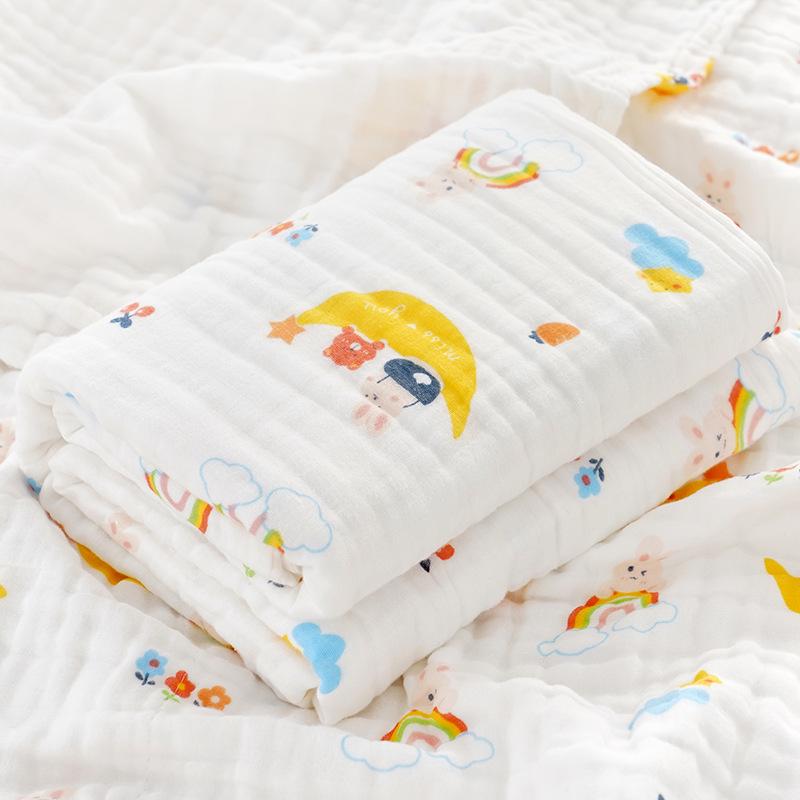 Pure Cotton Four-Layer Gauze Baby Bath Towel and Swaddle Blanket for Newborns