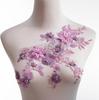 1Pcs Pink Purple Green Beaded Sequin Flower EmbroiderySewing Craft Lace Neckline Applique Trim Patch Repair Dress Bridal Gown Decor