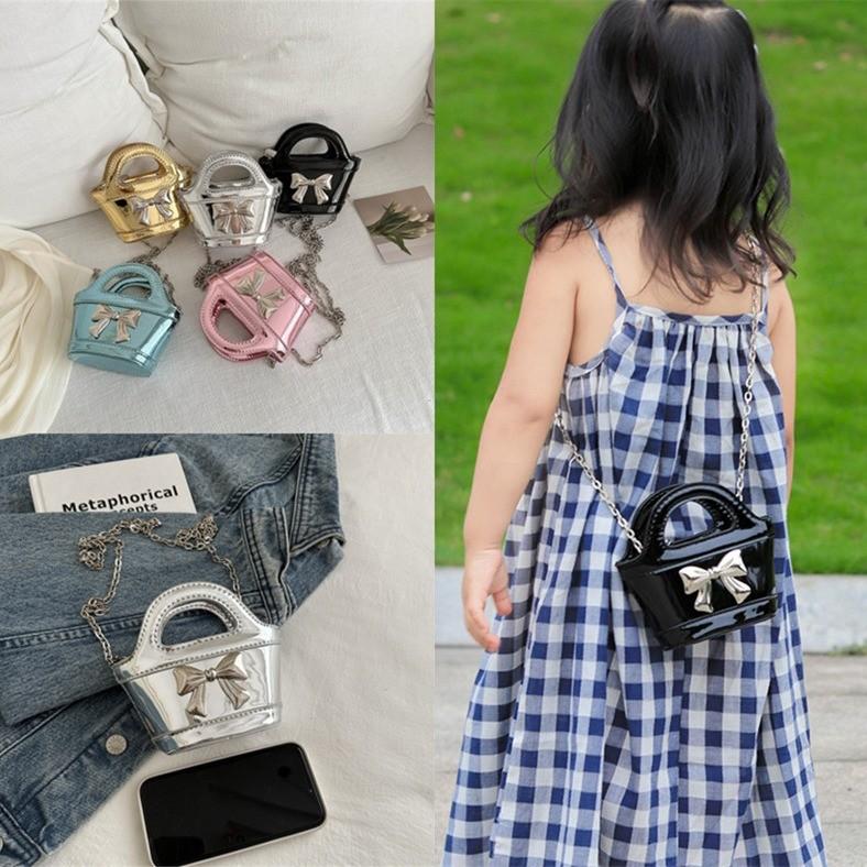 Laser Bag Childrens Bow Pairing With Trendy Chain Decoration For Go Out Play To