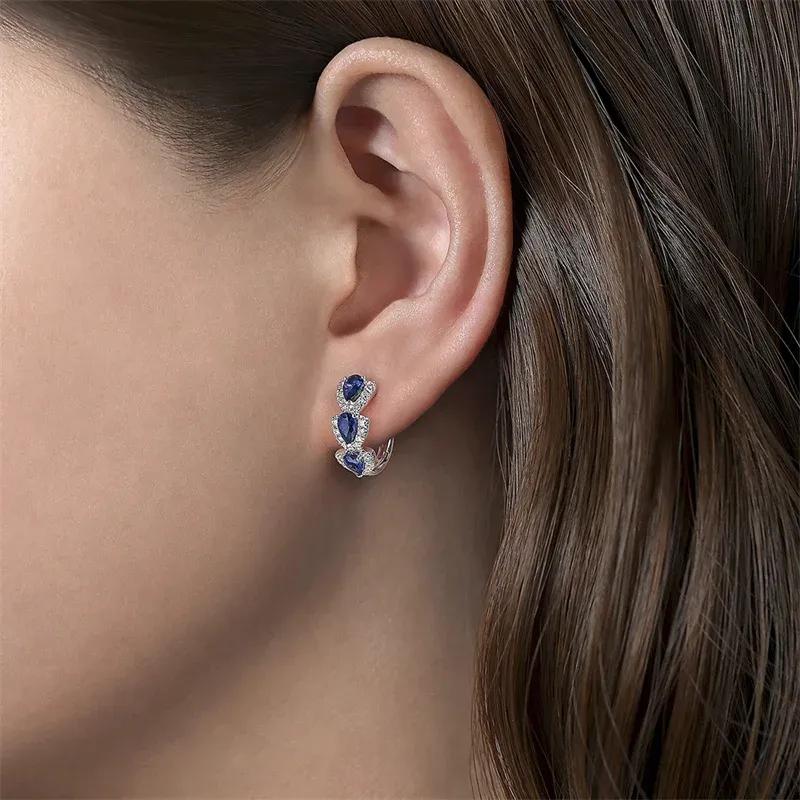 Elegant Drop Earrings with Zirconia Crystal Stones Luxury Geometric Dangle Earrings for Women