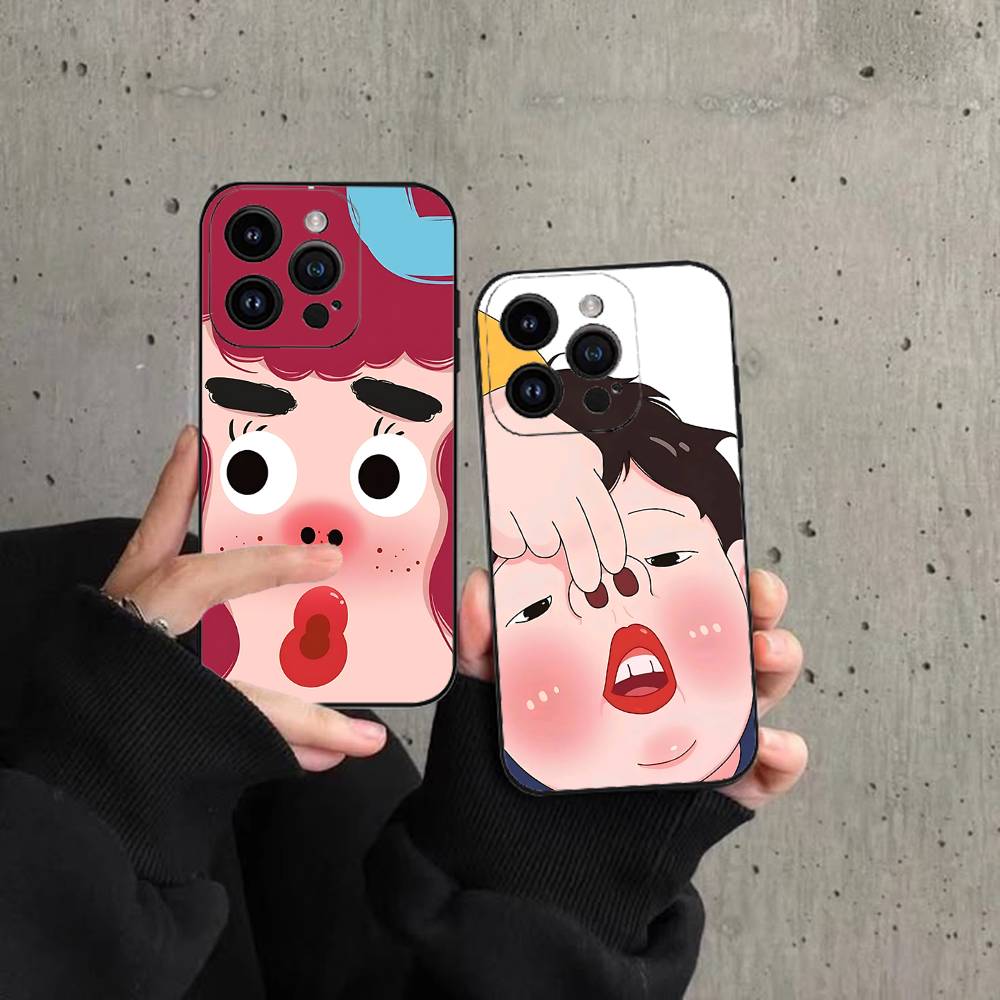 Cartoon Chubby Girl Phone Case Phone Case For Iphone 17 16 15 11 13 14 Pro Max X Xr Xs Max 12mini Black Shell Cover Case