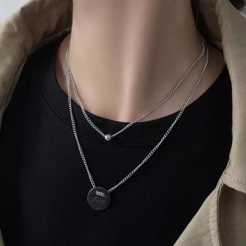 Men's Durable Titanium Steel Cuban Chain Necklace with Zircon Pendant