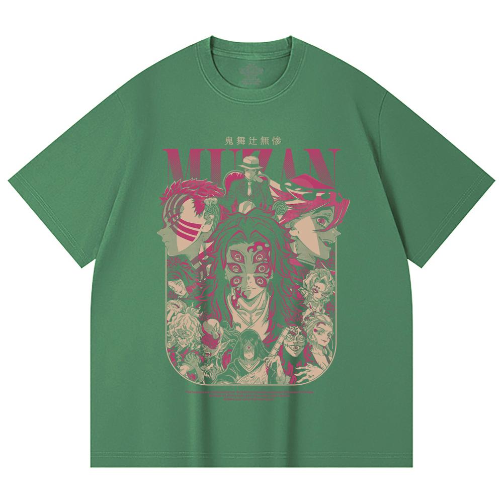 230 g/m² 100% Baumwolle Demon Slayer V21 Dämonen Print Unisex Schweres Baumwoll-T-Shirt