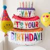 Large Birthday Cake Balloons Cartoon Bear Cake Number Foil Balloon for Baby Shower Birthday Party Decoration Prop Kids Toy