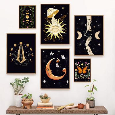 Aesthetic Vintage Witchy Hippie Girl Poster Print Witchy Creation Of Wall Retro Abstreact Canvas Painting Room Home Decor
