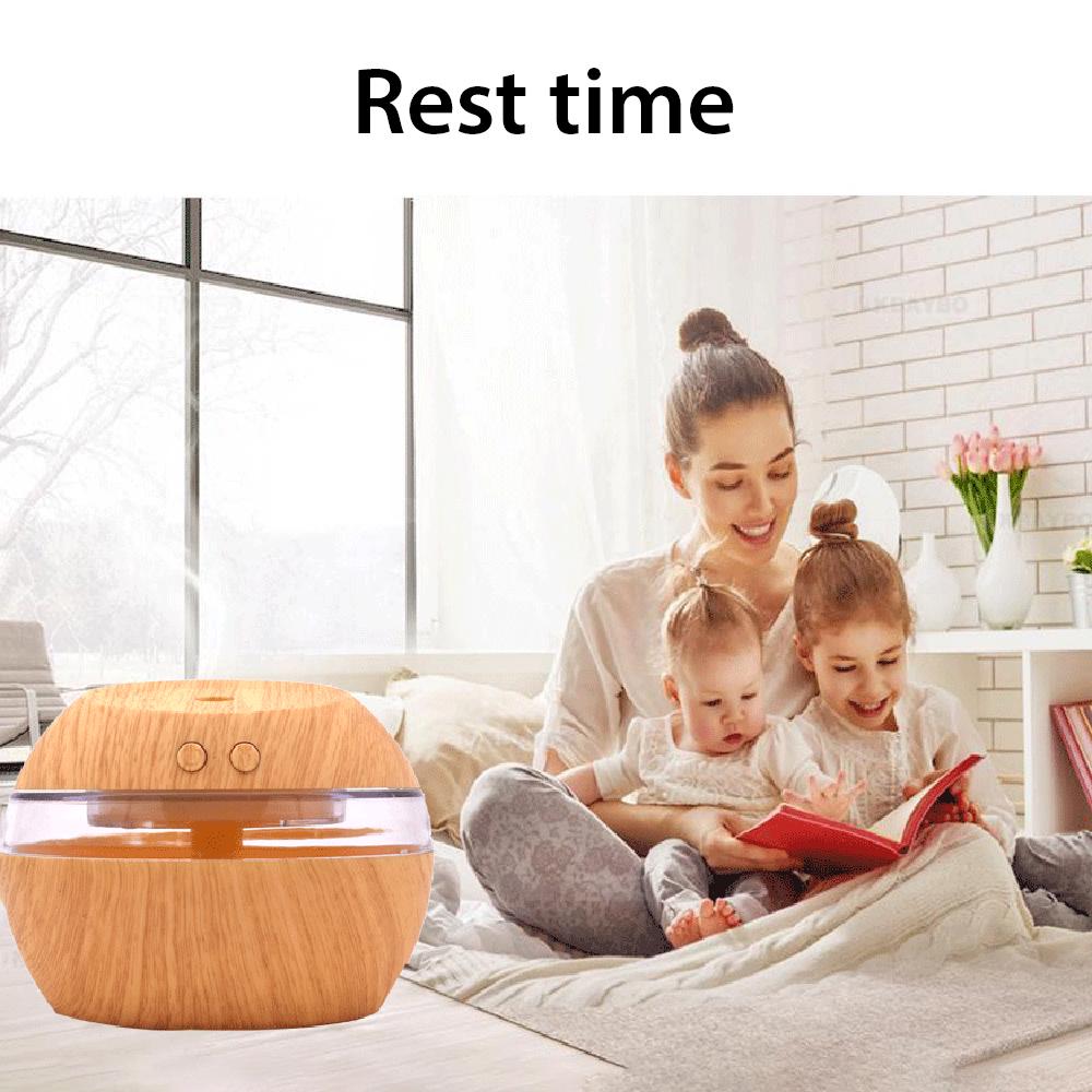 300ml Ultrasound Aroma Diffuser Creative Wood Mini Mute USB Air Humidifier Household Humidifier Bedroom Essential Oil Aromatherapy Machine for Home O