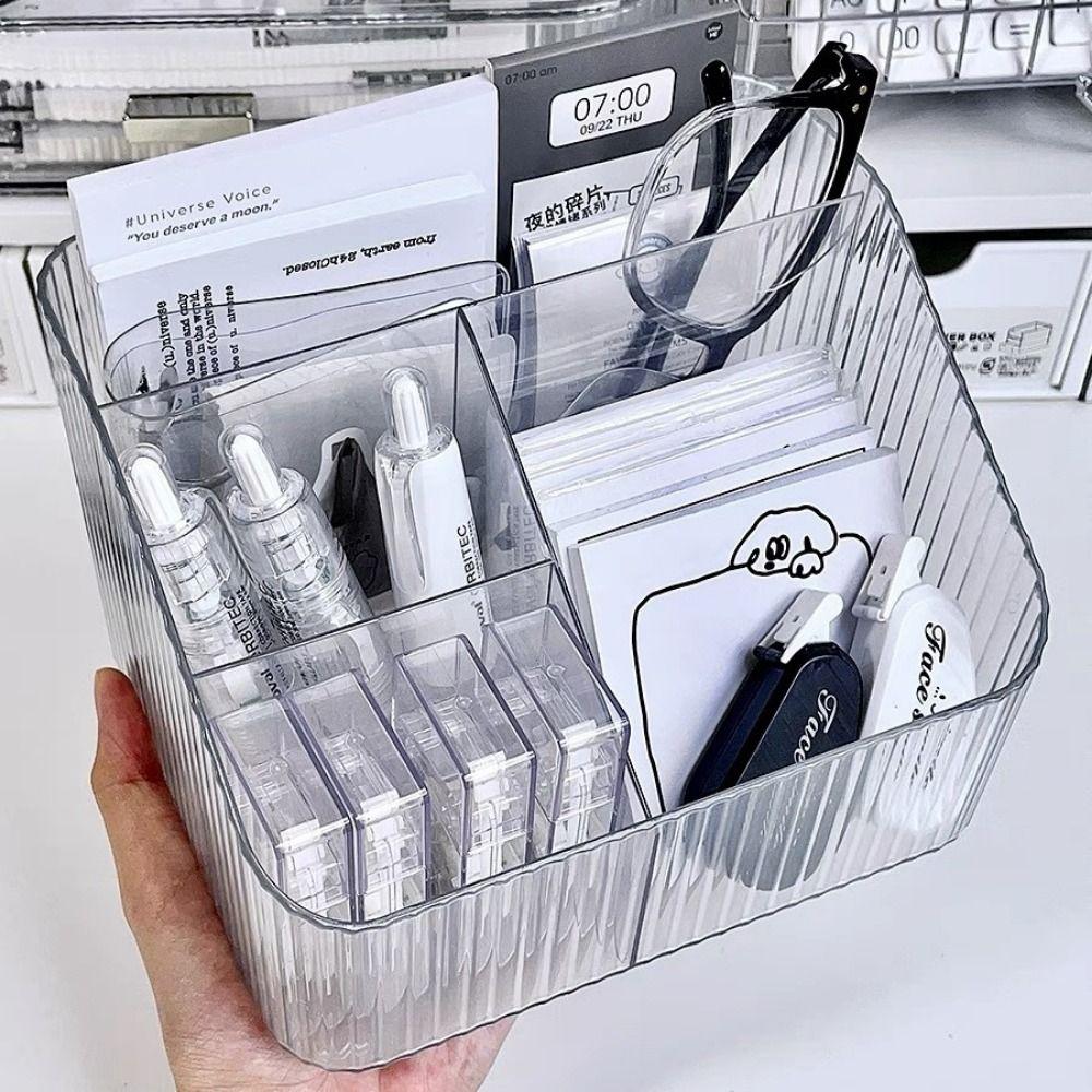 Multi-function Desktop Storage Box Transparent Cosmetics Organizer Box Makeup Brushes Holder