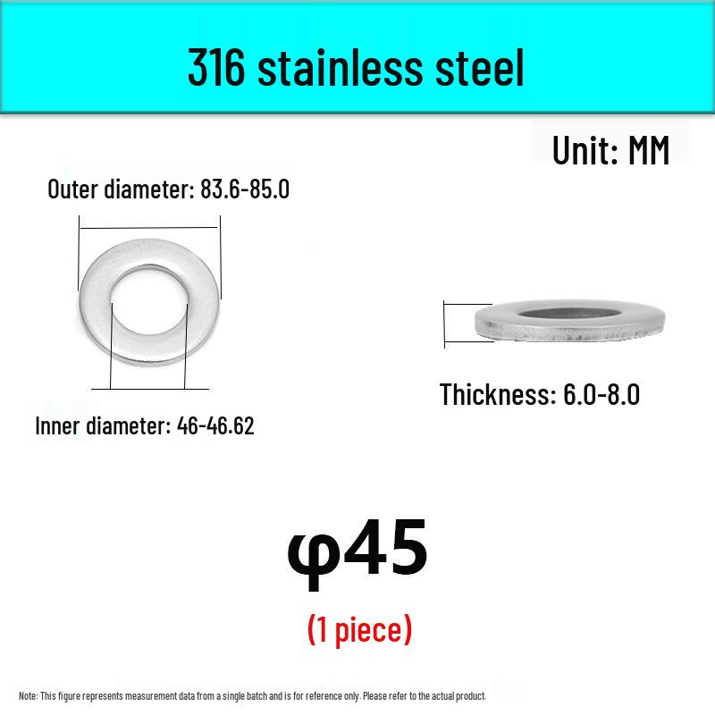 Stainless Steel 304/316 Flat Washers, M1.6-M48 Standard Sizes