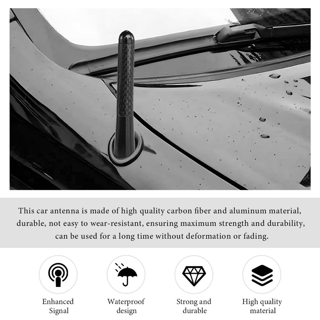 Radio Aerial Antenna Car Roof Antenna Carbon Fiber 3.5/8/12cm Radio FM/AM Metal Receiving Antennas Short Stubby Mast Antenna